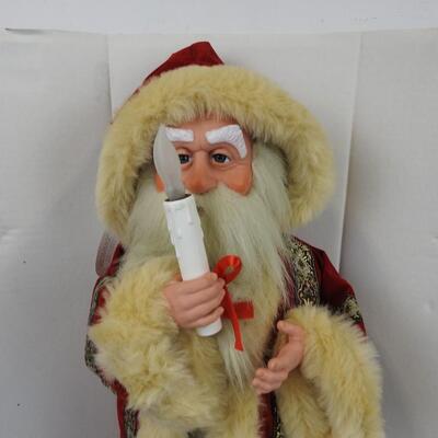 Animated Collectable Santa Claus Display Figure with a Candle in Box, Red Coat