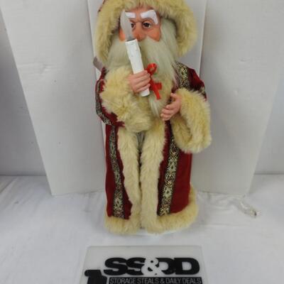 Animated Collectable Santa Claus Display Figure with a Candle in Box, Red Coat