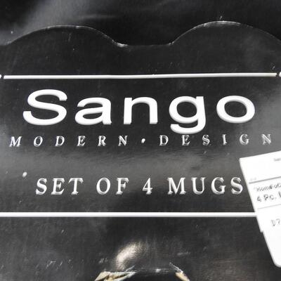 Sango Set of 4 Mugs Christmas Trees with 4 Matching Plates, Stoneware