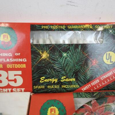 Christmas Napkins, 35 and 50 Light Sets, Paper Plates, Silk Plant Basket
