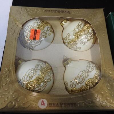 7 Boxes of 4 Ornaments, Christmas Classics Hand Decorated Glass Ornaments
