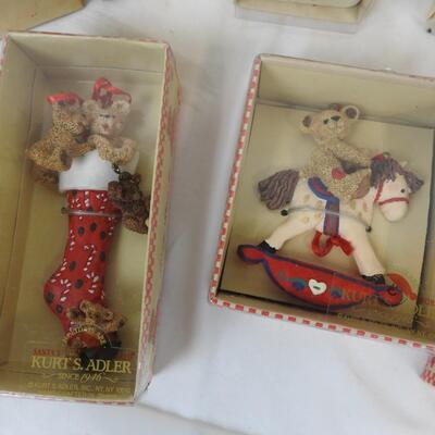 9 Christmas Bear Ornaments, Bears from the Past, Holly Beearies