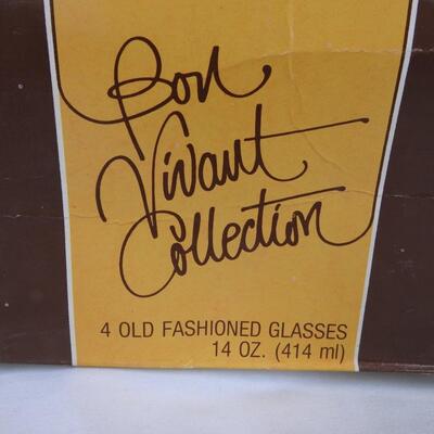 4 Libby Glasses, Bon Vivant Collection, In Packaging, Warehouse Dirt