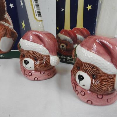 Benchmark Home Products Christmas Bear Cookie Jar, Candleholders & Napkin Holder