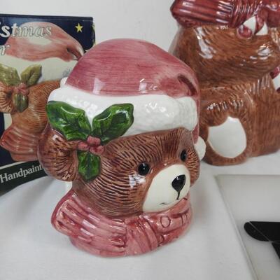 Benchmark Home Products Christmas Bear Cookie Jar, Candleholders & Napkin Holder