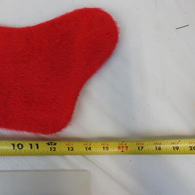 12 Christmas Stockings: 7 Large Crocheted, 7 Fur `