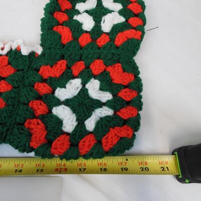12 Christmas Stockings: 7 Large Crocheted, 7 Fur `