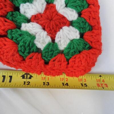 12 Christmas Stockings: 7 Large Crocheted, 7 Fur `