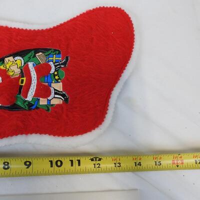 12 Christmas Stockings: 7 Large Crocheted, 7 Fur `