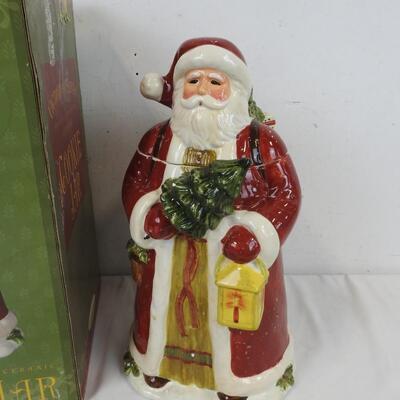 Victorian Santa Hand Painted Ceramic Cookie Jar