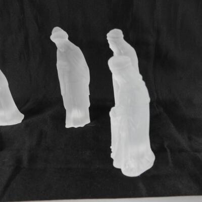 Two 6 pc Frosted Glass Nativity Sets