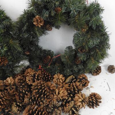 Two Wreaths and Pinecones, 18" Wreaths