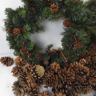Two Wreaths and Pinecones, 18" Wreaths