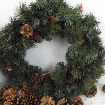 Two Wreaths and Pinecones, 18" Wreaths