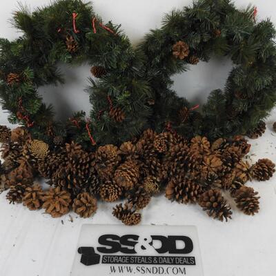 Two Wreaths and Pinecones, 18" Wreaths