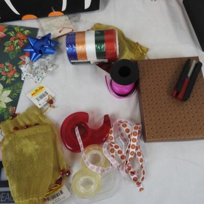 Lot of Gift Boxes, Bags, Ribbon, Penguin Bag