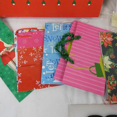 Lot of Gift Boxes, Bags, Ribbon, Penguin Bag