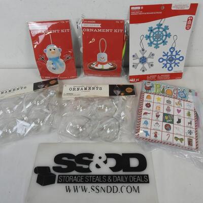 Decorate your Own Ornaments, Christmas Bingo, 2 Ornament Kits - New