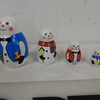 Wooden Snowman Nesting Doll
