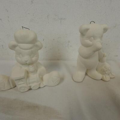 7 Ceramic Unpainted Ornaments and Decor: Christmas Bears