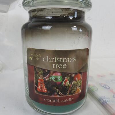 Christmas Lot: Tray for Santa's Cookies and Milk, Tree Scented Candle