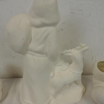 Lot of Unpainted Ceramic Decor/Ornaments, Santa Icicles, Boots, Santa