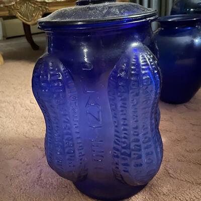 Large blue peanuts jar