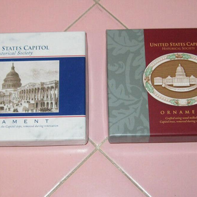 MS 2 Ornaments United States Capitol Historical Society 2001 & 2004 Marble Wood