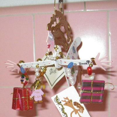 MS1999 Karen Rossi Ornament Christmas Birthday Girl Metal Hand Painted Charms Balloons Tags