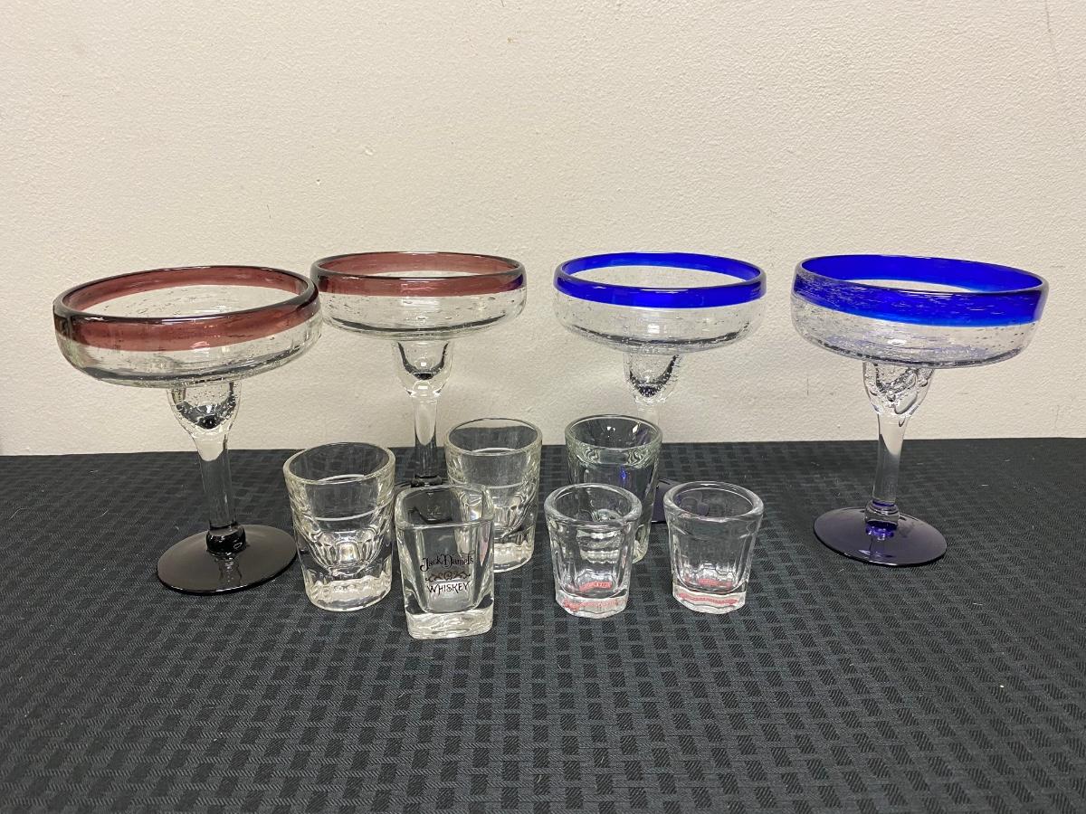 Margarita & Shot Glass Barware Lot Drink Glasses Margaritaville Jack