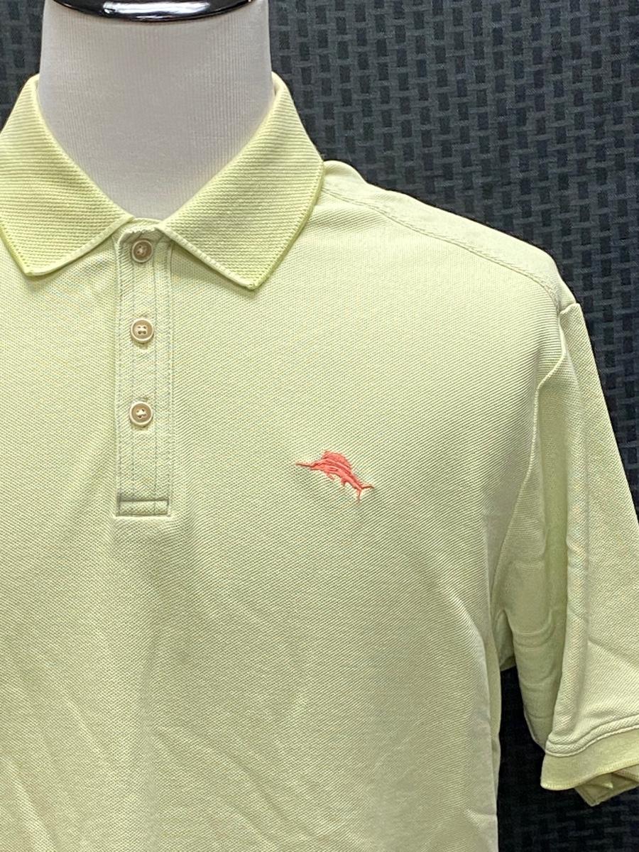 Tommy Bahama Polo Shirt XL Yellow Green Swordfish Marlin Logo EstateSales