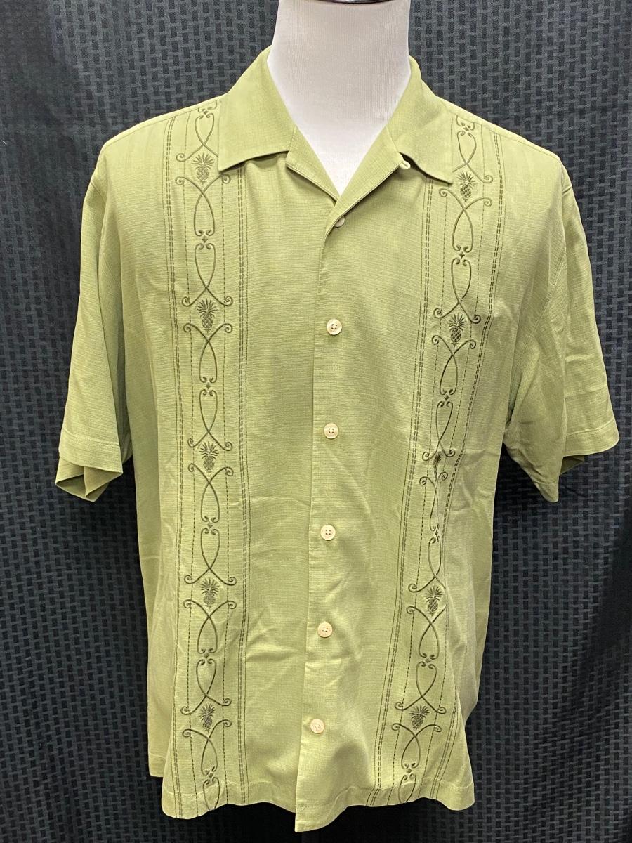 Olive Green Tommy Bahama 100% Silk Bowling Shirt XL | EstateSales.org