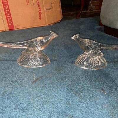 Two vintage glass birds