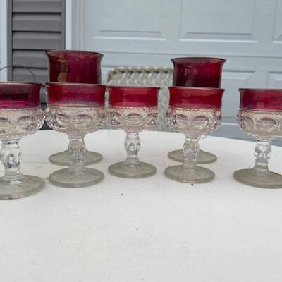 Bohemian ruby and clear glassware