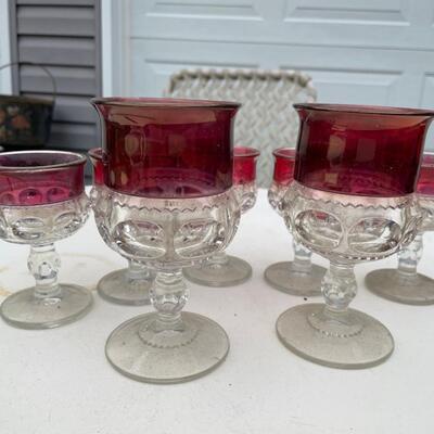 Bohemian ruby and clear glassware