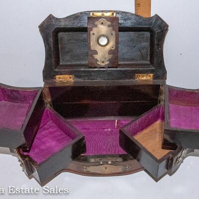 UNIQUE AND UNSUAL ANTIQUE ROSEWOOD JEWELRY BOX