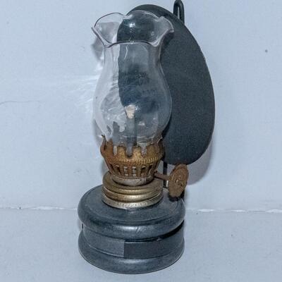 VINTAGE 3.5" ZIER ZINN GERMAN MINI PEWTER OIL LAMP GLASS CHIMNEY HANGER