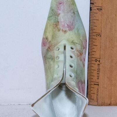 Royal Bayreuth High Top Porcelain Boot / Shoe Rose Tapestry Decoration