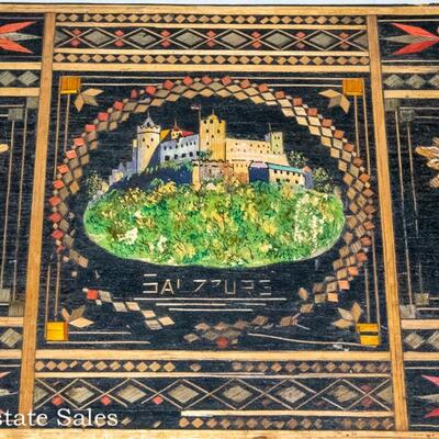 ANTIQUE INLAID BOX FEATURING SALZBURG CASTLE