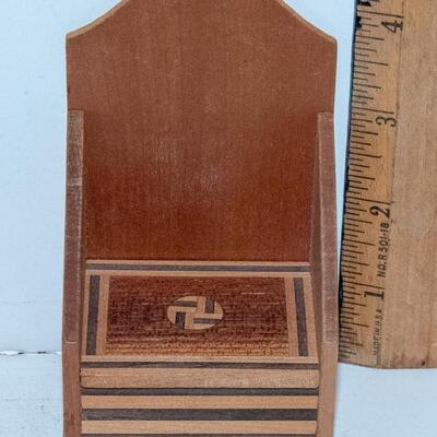 MID CENTURY MODERN - MARQUETRY / INLAID WOODEN DOLL HOUSE FURNITURE