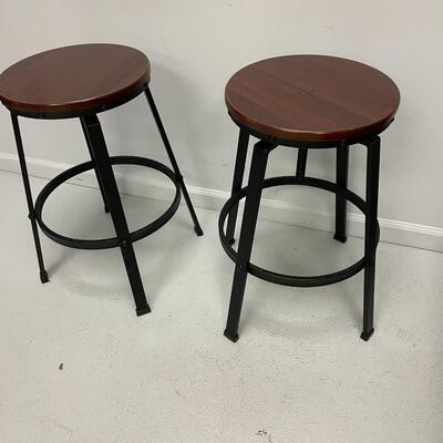 LOT 807 TWO METAL AND WOOD STOOLS