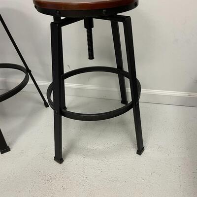LOT 807 TWO METAL AND WOOD STOOLS