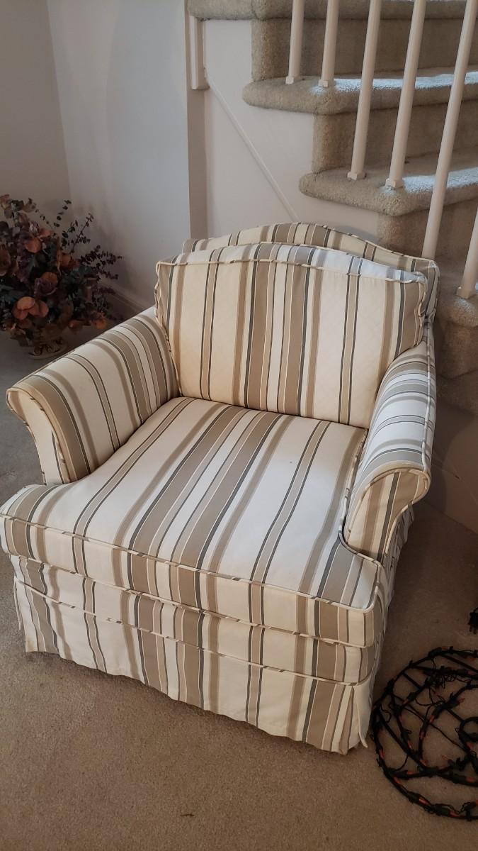 Vintage living room chair slipcovered
