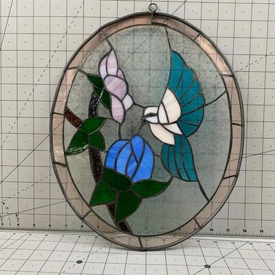 #16 Hummingbird & Flower Stainglass Piece