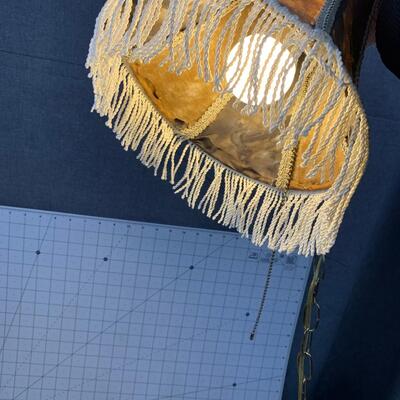 #147 Vintage Hanging Brown Suede Lamp