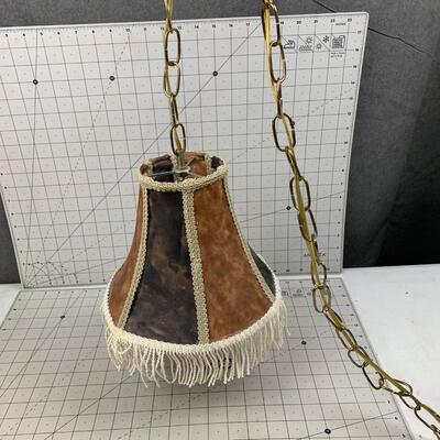 #147 Vintage Hanging Brown Suede Lamp