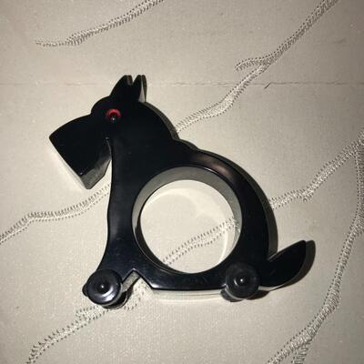 Black Scottie Dog Wheels Bakelite Napkin Rings