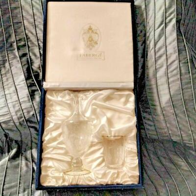 Faberge' Sherry/Water Decanter Set Signed in Presentation Box