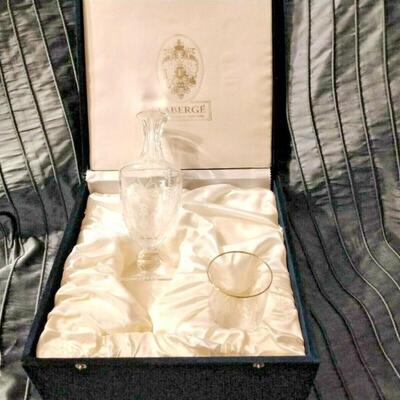 Faberge' Sherry/Water Decanter Set Signed in Presentation Box