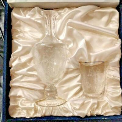 Faberge' Sherry/Water Decanter Set Signed in Presentation Box